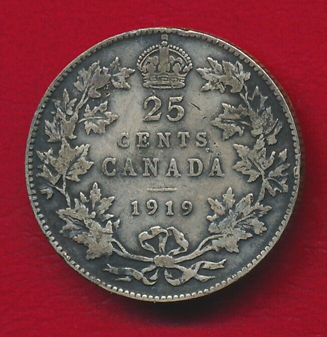 Canada 1919 25 Cents  .1734 Ounces Of Silver!