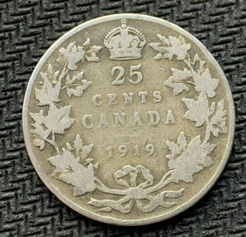 1919 Canada 25 Cents Coin Better Circulated  .925 Silver     #c1269