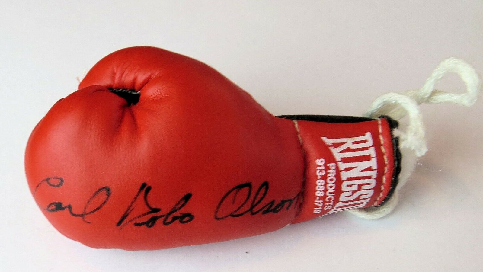 Carl Bobo Olson Signed Autographed Mini Boxing Glove Black Ink Gv819120