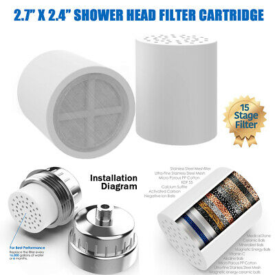 2*15-stage Shower Head Water Filter Cartridge Replacement  Remove Chlorine Odor