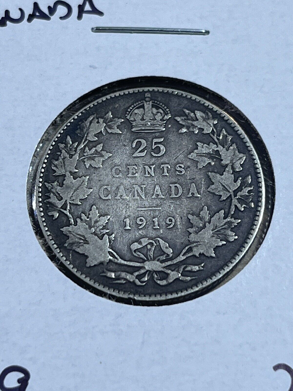 1919 Canada 25 Cents Silver Coin