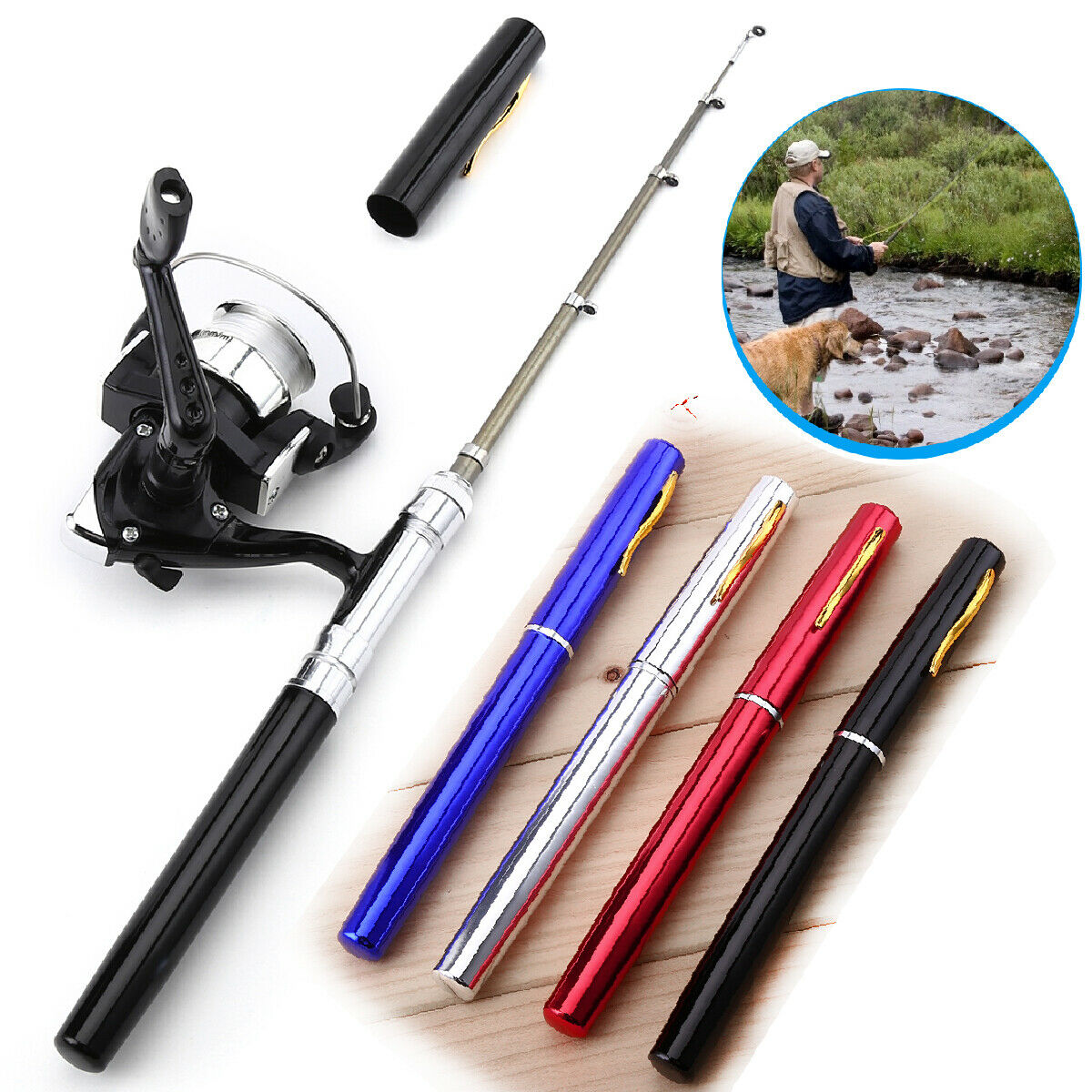 Mini Fishing Rod Bait Telescopic Portable Pocket Aluminum Alloy Pen Pole Reel Us